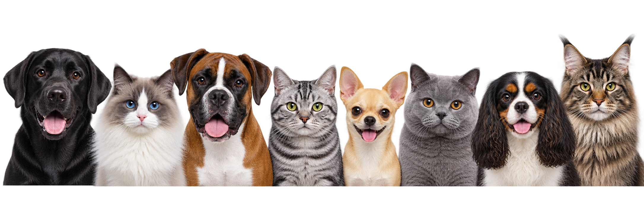 Honden en katten van verschillende rassen